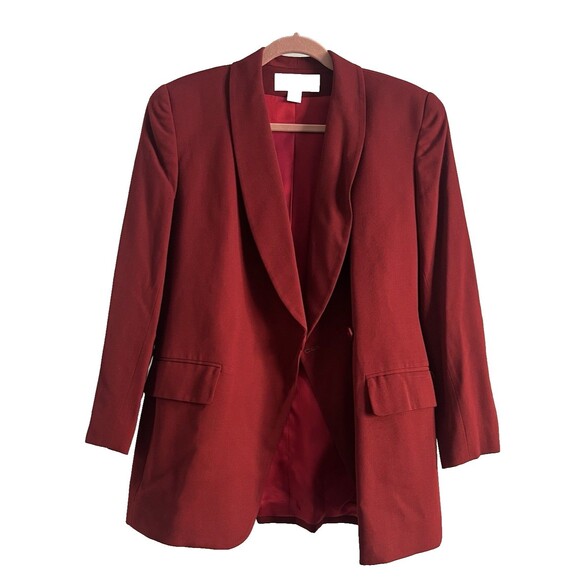 Vintage Jones New York Suit Jacket And Skirt Red Wool Size 6 Festive Business - Picture 8 of 12